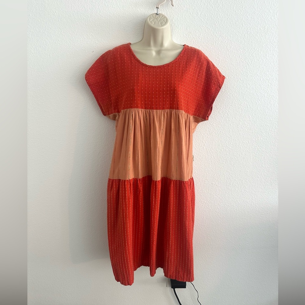 Ace & Jig Red Tan Dolman Sleeve Sundress